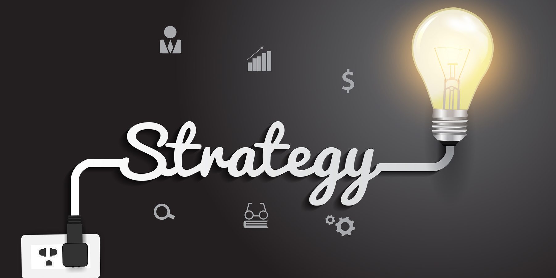 Vector strategy concept with creative light bulb idea
